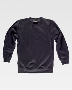 Schwarzes Sweatshirt mit Rundhalsausschnitt, elastischen Bündchen und Taille