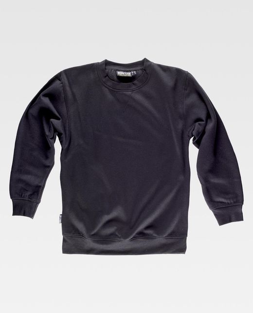 Schwarzes Sweatshirt mit Rundhalsausschnitt, elastischen Bündchen und Taille