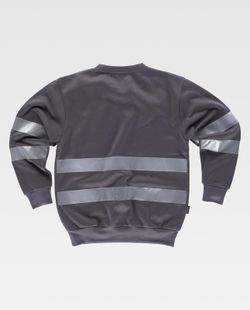 Rundhals-Sweatshirt mit reflektierenden Bändern an Rumpf und Ärmeln Grau