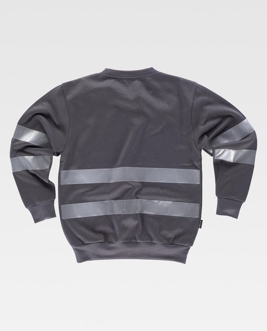 Rundhals-Sweatshirt mit reflektierenden Bändern an Rumpf und Ärmeln Grau