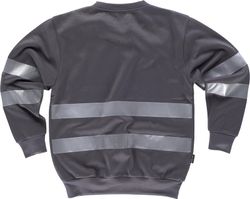 Rundhals-Sweatshirt mit reflektierenden Bändern an Rumpf und Ärmeln Grau