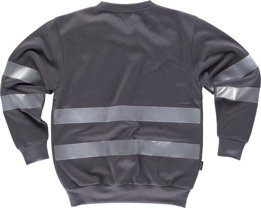 Rundhals-Sweatshirt mit reflektierenden Bändern an Rumpf und Ärmeln Grau
