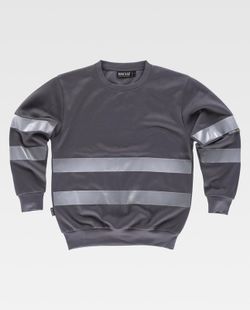 Rundhals-Sweatshirt mit reflektierenden Bändern an Rumpf und Ärmeln Grau