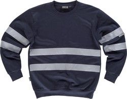 Sudadera cuello redondo con cintas reflectantes mangas Marino
