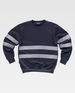 Rundhals-Sweatshirt mit reflektierenden Bändern am Oberkörper und an den Navy-Ärmeln