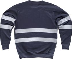 Rundhals-Sweatshirt mit reflektierenden Bändern am Oberkörper und an den Navy-Ärmeln