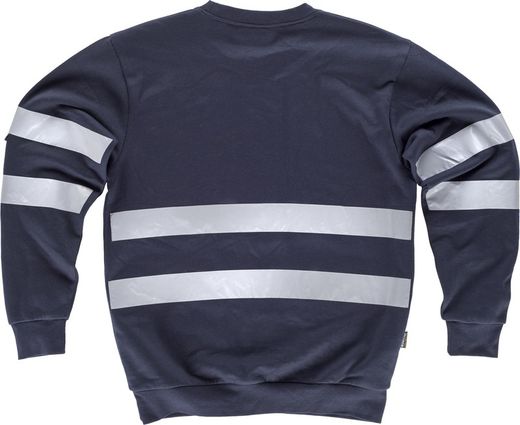 Rundhals-Sweatshirt mit reflektierenden Bändern am Oberkörper und an den Navy-Ärmeln