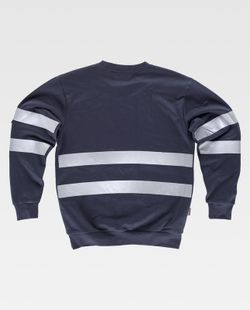 Rundhals-Sweatshirt mit reflektierenden Bändern am Oberkörper und an den Navy-Ärmeln