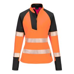 Sudadera de alta visibilidad PW3 con cremallera 1/4 para mujer