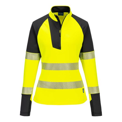 Sudadera de alta visibilidad PW3 con cremallera 1/4 para mujer