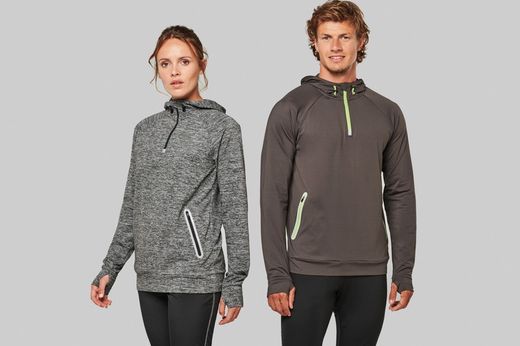 Sudadera deportiva capucha 1/4 cremallera