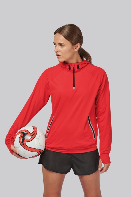 Sudadera deportiva capucha 1/4 cremallera