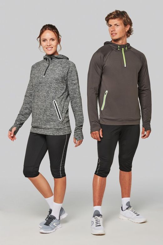 Sudadera deportiva capucha 1/4 cremallera