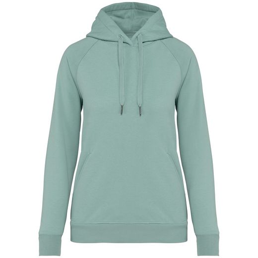 Eco-friendly ladies' raglan hooded sweatshirt