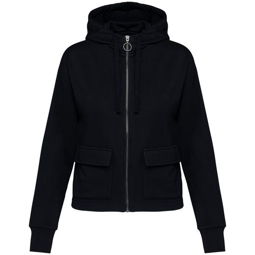 Umweltfreundliches Damen-Kapuzensweatshirt aus French Terry mit Reißverschluss
