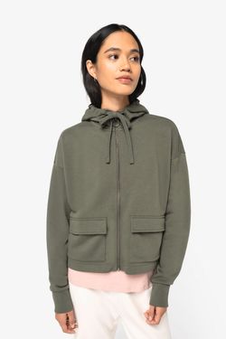 Umweltfreundliches Damen-Kapuzensweatshirt aus French Terry mit Reißverschluss