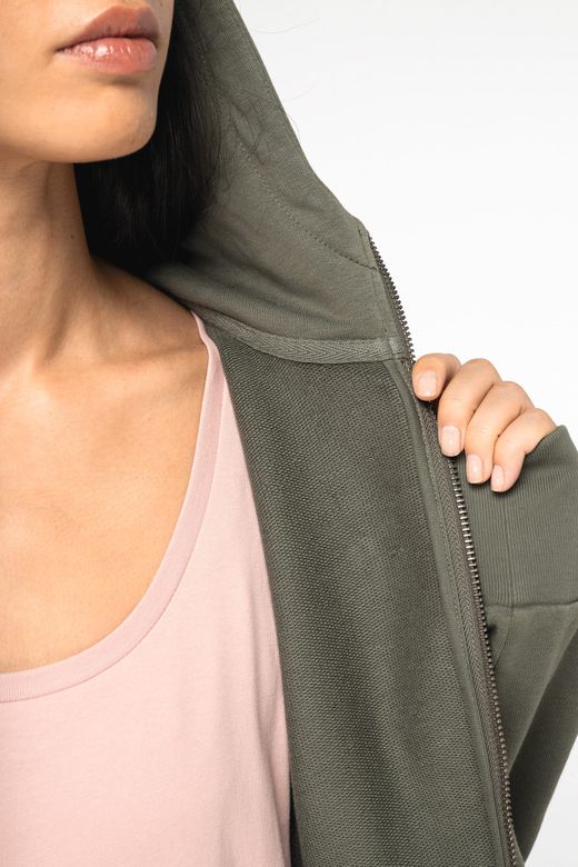 Umweltfreundliches Damen-Kapuzensweatshirt aus French Terry mit Reißverschluss