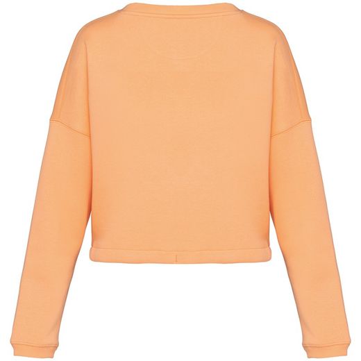Umweltfreundliches cropped Oversize Damen Sweatshirt mit Rundhalsausschnitt