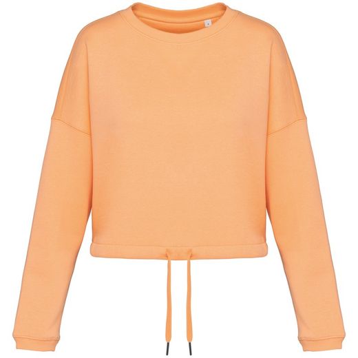 Umweltfreundliches cropped Oversize Damen Sweatshirt mit Rundhalsausschnitt