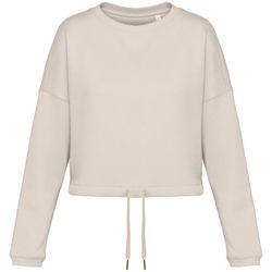Umweltfreundliches cropped Oversize Damen Sweatshirt mit Rundhalsausschnitt