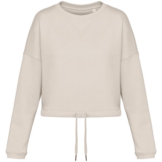 Umweltfreundliches cropped Oversize Damen Sweatshirt mit Rundhalsausschnitt