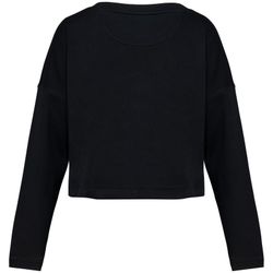 Umweltfreundliches cropped Oversize Damen Sweatshirt mit Rundhalsausschnitt