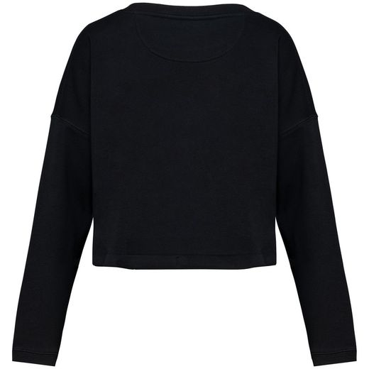 Umweltfreundliches cropped Oversize Damen Sweatshirt mit Rundhalsausschnitt