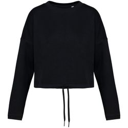 Umweltfreundliches cropped Oversize Damen Sweatshirt mit Rundhalsausschnitt