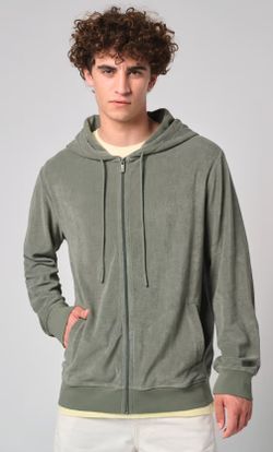 Sudadera ecorresponsable de rizo con capucha y cremallera hombre