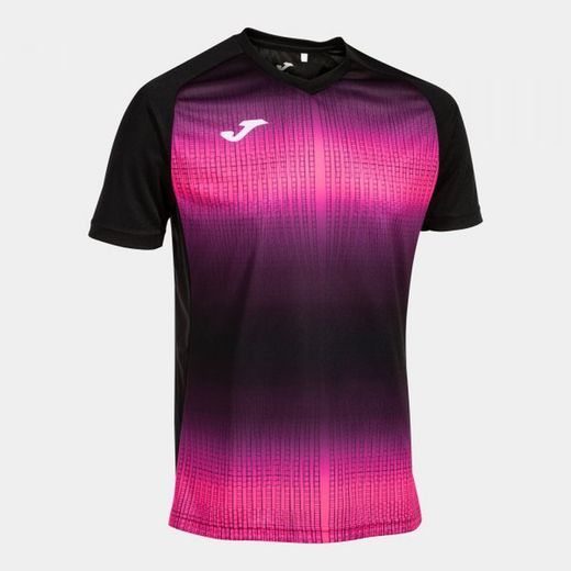 T-Shirt Manche Courte Tiger V Noir Rose Fluo