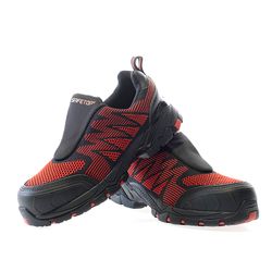 TOKIO, zapato rojo S1P sin cordones elástico Flytex