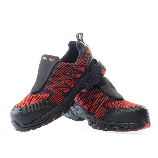 TOKIO, zapato rojo S1P sin cordones elástico Flytex