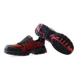 TOKIO, zapato rojo S1P sin cordones elástico Flytex