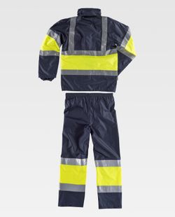 Zweifarbiger Neoprenanzug mit reflektierenden Bändern Navy Yellow AV