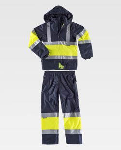 Zweifarbiger Neoprenanzug mit reflektierenden Bändern Navy Yellow AV