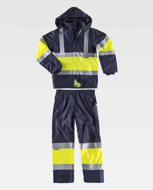 Zweifarbiger Neoprenanzug mit reflektierenden Bändern Navy Yellow AV