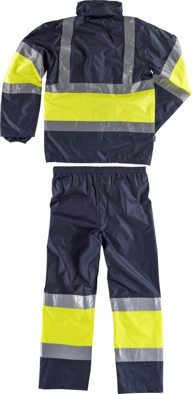 Zweifarbiger Neoprenanzug mit reflektierenden Bändern Navy Yellow AV