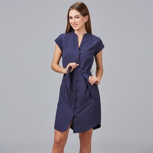 Vestido Boton Forrado Vivaz X.Linen