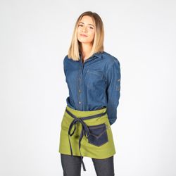Washed sarge combi denim indigo short apron 40x69 cm "redline"