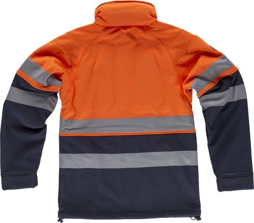 Workshell kombiniert mit gut sichtbaren, 2 reflektierenden Bändern Navy Orange AV
