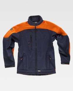 Workshell kombiniert mit gut sichtbarer Navy Orange AV