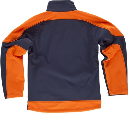 Workshell kombiniert mit gut sichtbarer Navy Orange AV