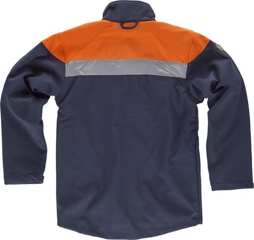 Workshell combinado con canesú alta visibilidad Marino / Naranja