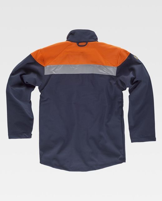Workshell combinado con canesú alta visibilidad Marino / Naranja