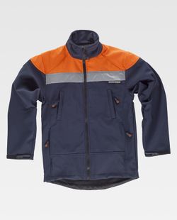 Workshell combinado con canesú alta visibilidad Marino / Naranja