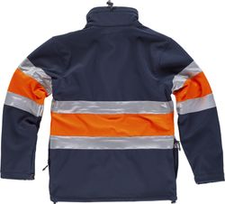 Workshell kombiniert mit reflektierenden Bändern Navy Orange AV