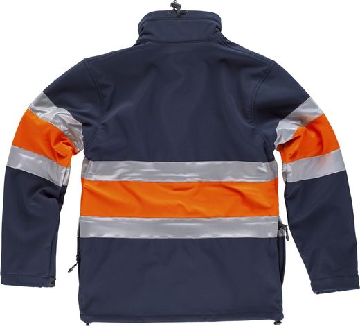 Workshell kombiniert mit reflektierenden Bändern Navy Orange AV