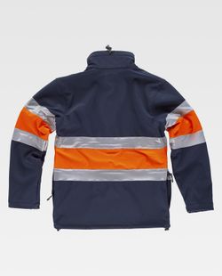 Workshell kombiniert mit reflektierenden Bändern Navy Orange AV