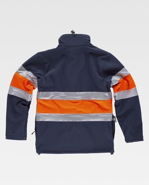 Workshell kombiniert mit reflektierenden Bändern Navy Orange AV