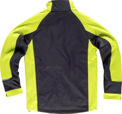 Workshell kombiniert mit reflektierenden Details, zweifarbiger schwarz-gelber AV